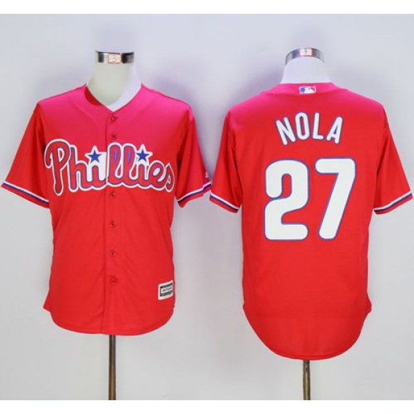 Phillies #27 Aaron Nola Red New Cool Base Stitched Jersey