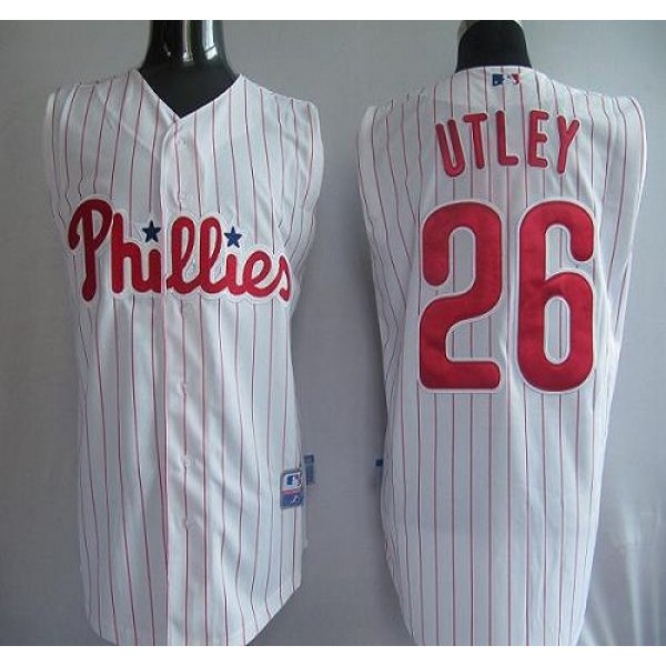 Phillies #26 Chase Utley White(Red Strip) Vest Style Stitched Jersey