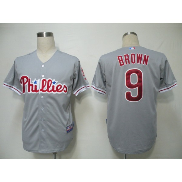 Phillies #9 Domoic Brown Grey Cool Base Stitched Jersey