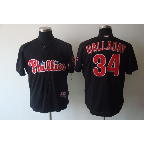Phillies #34 Roy Halladay Black Stitched Jersey