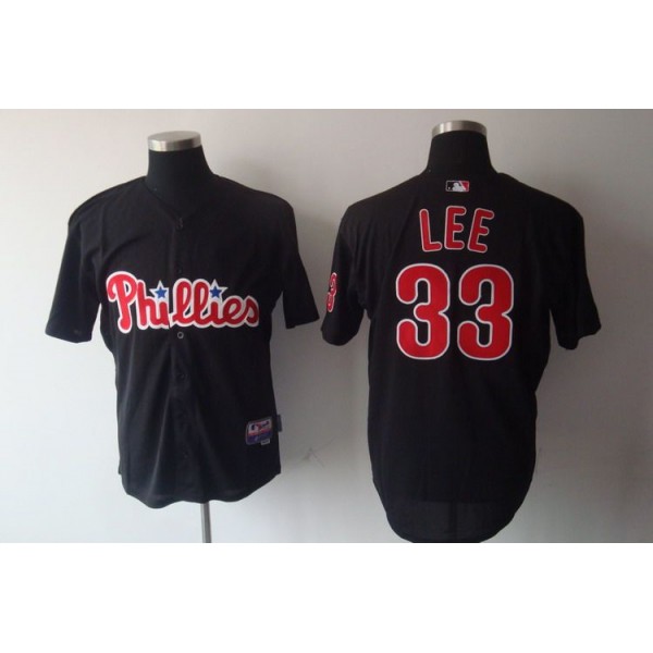 Phillies #33 Cliff Lee Black Stitched Jersey