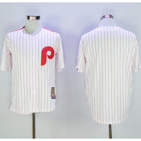 Phillies Blank White(Red Strip) Cooperstown Stitched Jersey
