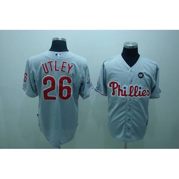 Phillies #26 Chase Utley Stitched Grey Jersey