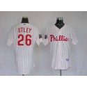 Phillies #26 Chase Utley Stitched White Red Strip Jersey