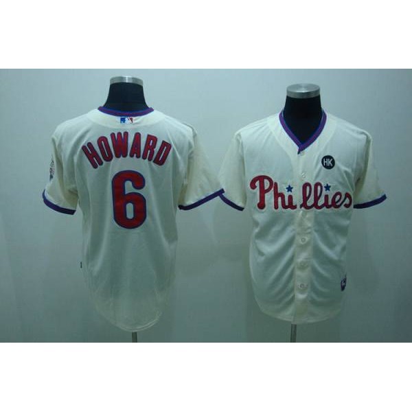 Phillies #6 Ryan Howard Stitched Cream Jersey