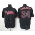 Phillies #34 Roy Halladay Black Fashion Stitched Jersey