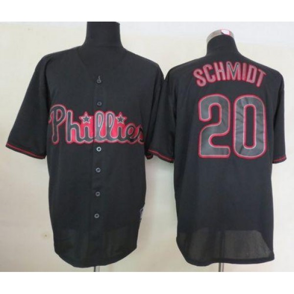 Phillies #20 Mike Schmidt Black Fashion Stitched Jersey