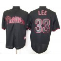 Phillies #33 Cliff Lee Black Fashion Stitched Jersey