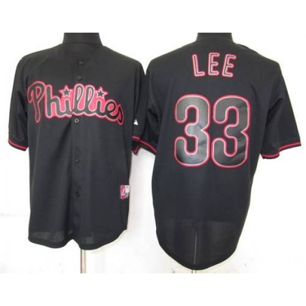Phillies #33 Cliff Lee Black Fashion Stitched Jersey