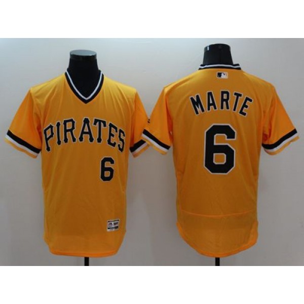 Pirates #6 Starling Marte Gold Flexbase Authentic Collection Stitched Jersey