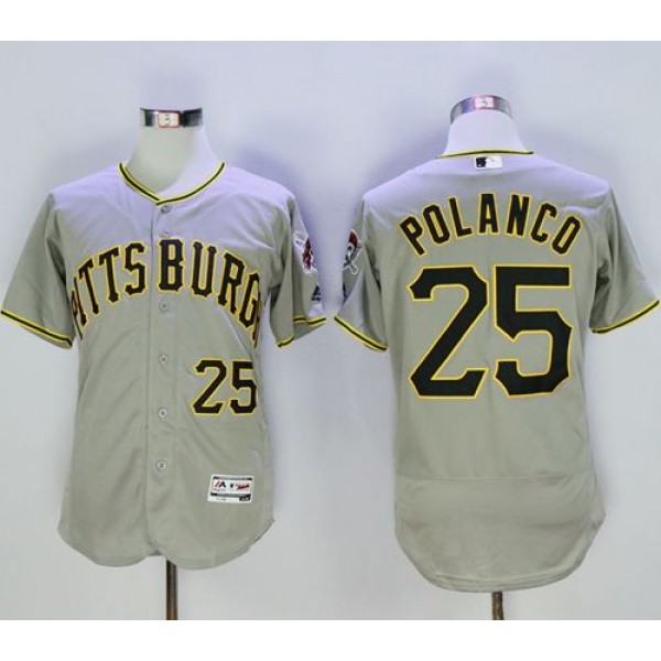 Pirates #25 Gregory Polanco Grey Flexbase Authentic Collection Stitched Jersey