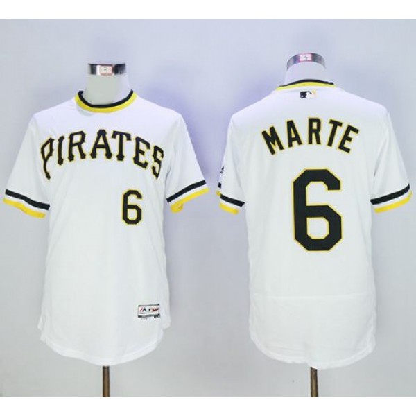 Pirates #6 Starling Marte White Flexbase Authentic Collection Cooperstown Stitched Jersey