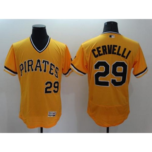 Pirates #29 Francisco Cervelli Gold Flexbase Authentic Collection Cooperstown Stitched Jersey