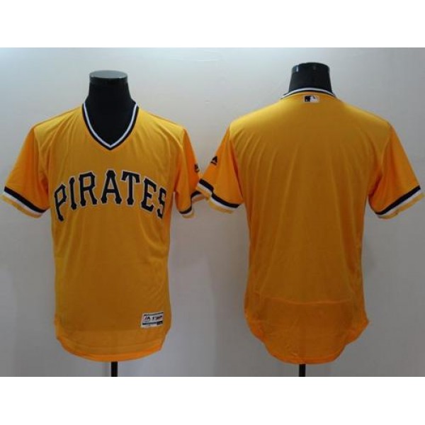 Pirates Blank Gold Flexbase Authentic Collection Stitched Jersey