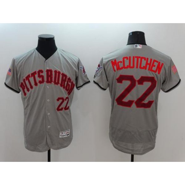 Pirates #22 Andrew McCutchen Grey Fashion Stars Stripes Flexbase Authentic Stitched Jersey