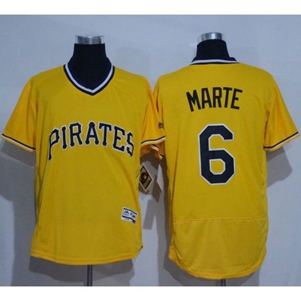 Pirates #6 Starling Marte Gold Flexbase Authentic Collection Cooperstown Stitched Jersey