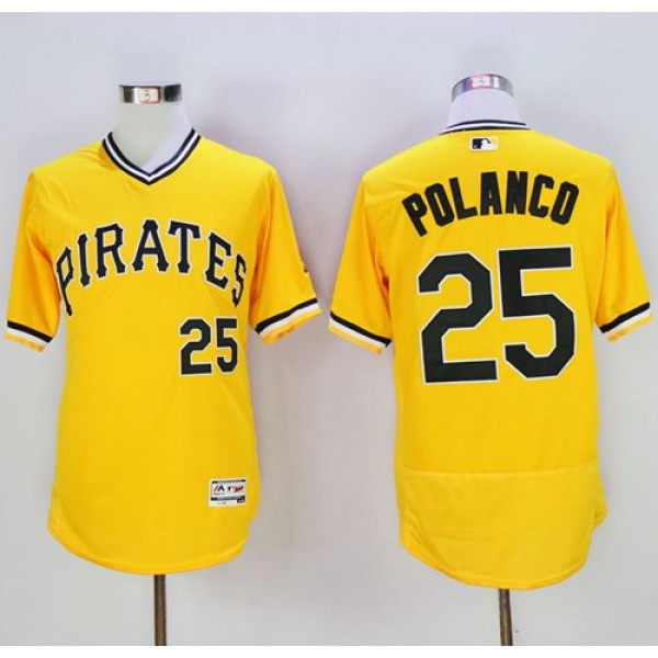 Pirates #25 Gregory Polanco Gold Flexbase Authentic Collection Cooperstown Stitched Jersey