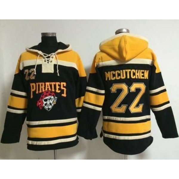 Pirates #22 Andrew McCutchen Black Sawyer Hooded Sweatshirt Stitched Jersey