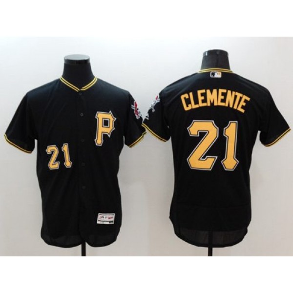 Pirates #21 Roberto Clemente Black Flexbase Authentic Collection Stitched Jersey