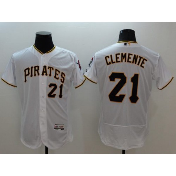 Pirates #21 Roberto Clemente White Flexbase Authentic Collection Stitched Jersey