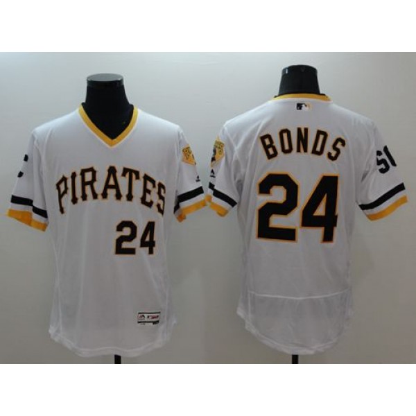 Pirates #24 Barry Bonds White Flexbase Authentic Collection Cooperstown Stitched Jersey