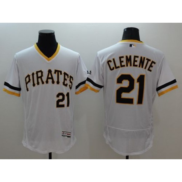 Pirates #21 Roberto Clemente White Flexbase Authentic Collection Cooperstown Stitched Jersey