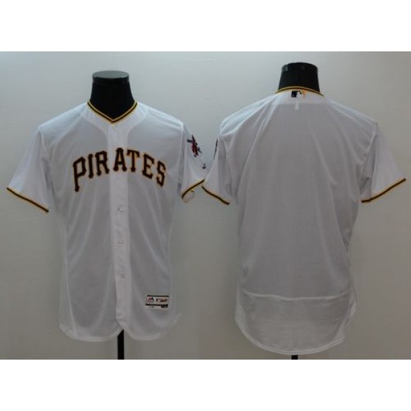 Pirates Blank White Flexbase Authentic Collection Stitched Jersey