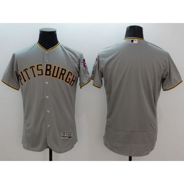 Pirates Blank Grey Flexbase Authentic Collection Stitched Jersey