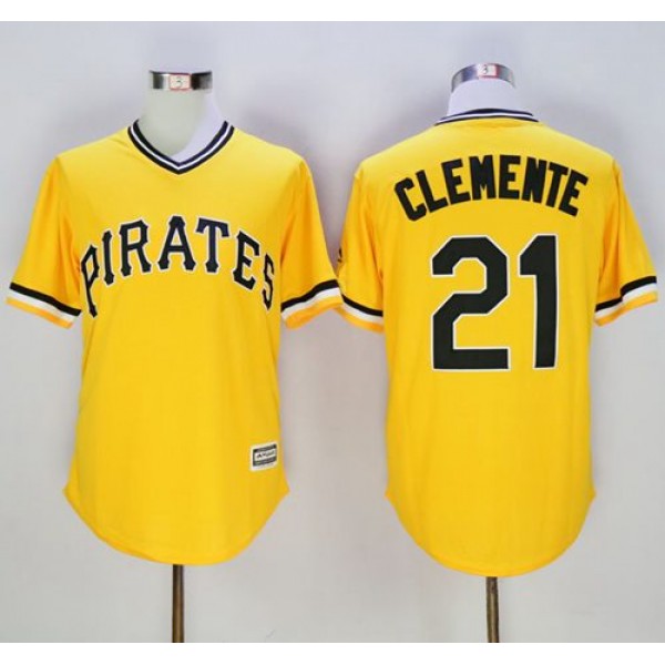 Pirates #21 Roberto Clemente Gold New Cool Base Stitched Jersey