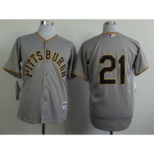 Pirates #21 Roberto Clemente Grey 1953 Turn Back The Clock Stitched Jersey