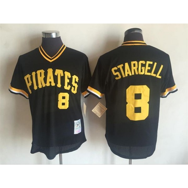 Pittsburgh Pirates #8 Willie Stargell Mitchell And Ness Black Throwback Stitched Jersey