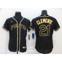 Pittsburgh Pirates #21 Roberto Clemente Black Golden Flex Base Stitched Jersey