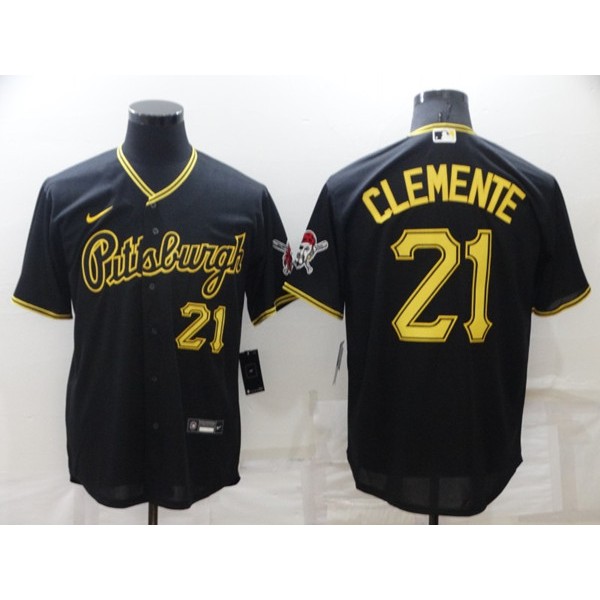 Pittsburgh Pirates #21 Roberto Clemente Black Cool Base Stitched Jersey