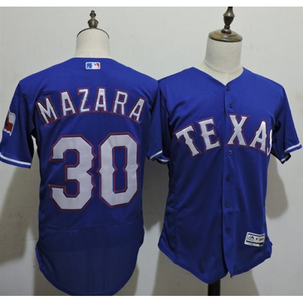 Rangers #30 Nomar Mazara Blue Flexbase Authentic Collection Stitched Jersey