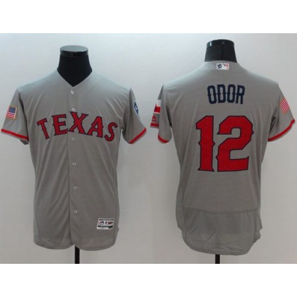 Rangers #12 Rougned Odor Grey Fashion Stars Stripes Flexbase Authentic Stitched Jersey