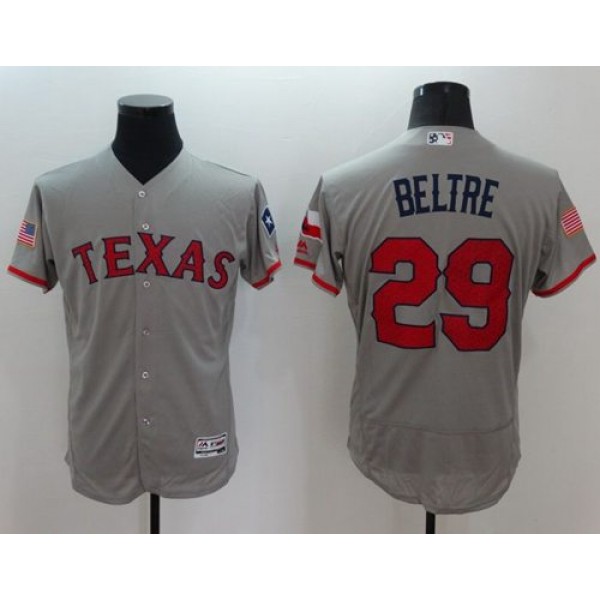 Rangers #29 Adrian Beltre Grey Fashion Stars Stripes Flexbase Authentic Stitched Jersey