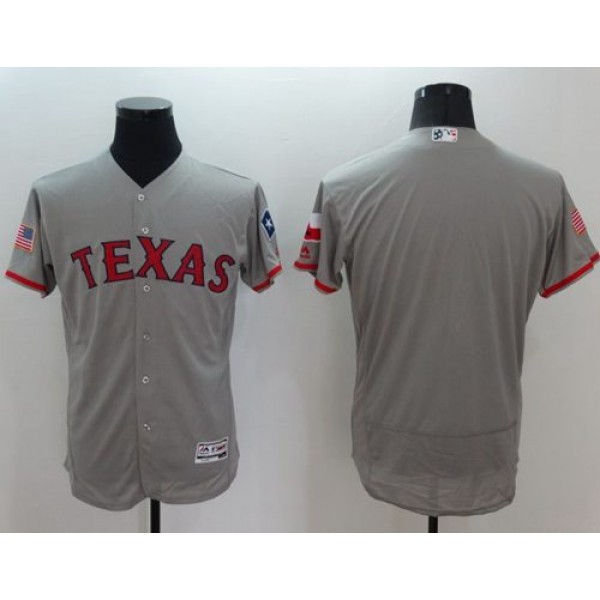 Rangers Blank Grey Fashion Stars Stripes Flexbase Authentic Stitched Jersey