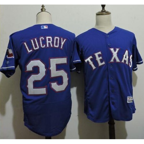 Rangers #25 Jonathan Lucroy Blue Flexbase Authentic Collection Stitched Jersey