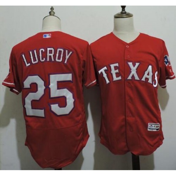 Rangers #25 Jonathan Lucroy Red Flexbase Authentic Collection Stitched Jersey