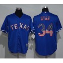 Rangers #34 Nolan Ryan Blue USA Flag Fashion Stitched Jersey