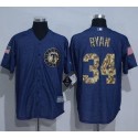 Rangers #34 Nolan Ryan Denim Blue Salute To Service Stitched Jersey