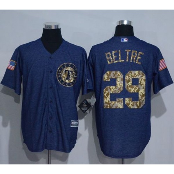 Rangers #29 Adrian Beltre Denim Blue Salute To Service Stitched Jersey