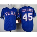 Rangers #45 Derek Holland Stitched Blue Cool Base Jersey