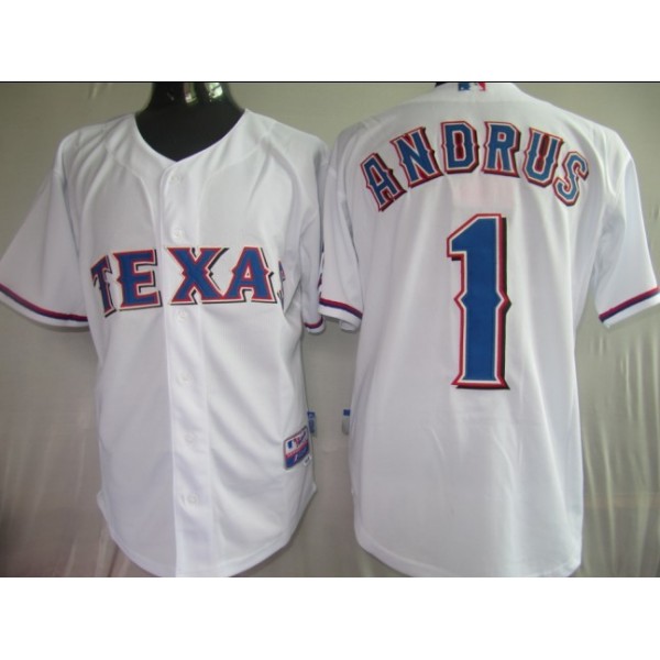 Rangers #1 Elvis Andrus White Stitched Jersey