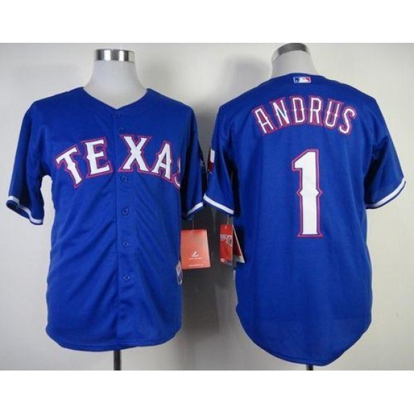Rangers #1 Elvis Andrus Blue Stitched Jersey