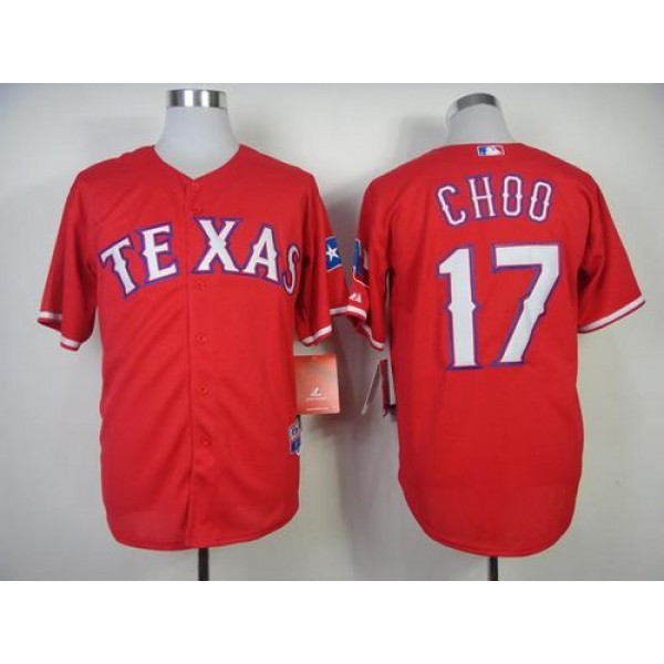 Rangers #17 Shin-Soo Choo Red Cool Base Stitched Jersey