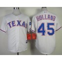 Rangers #45 Derek Holland White Cool Base Stitched Jersey