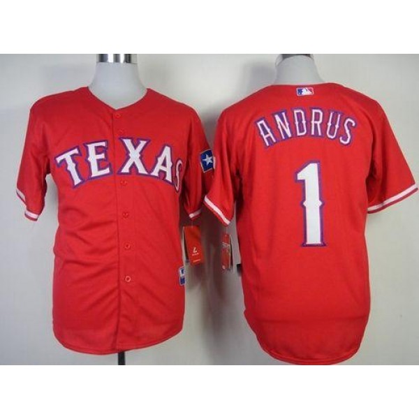Rangers #1 Elvis Andrus Red Stitched Jersey