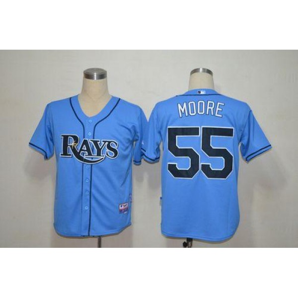 Rays #55 Matt Moore Light Blue Cool Base Stitched Jersey