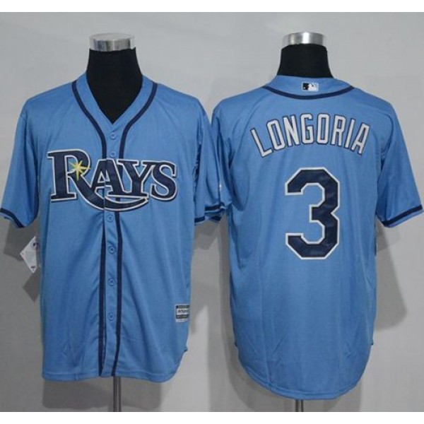 Rays #3 Evan Longoria Light Blue New Cool Base Stitched Jersey